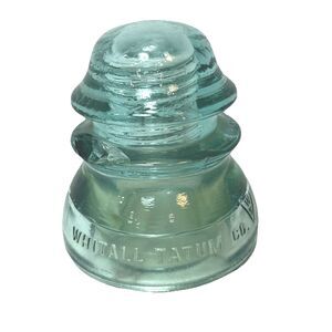 Whitall Tatum Co #1 Aqua Green Blue Glass Insulator Made In USA Vtg Salvage Indu